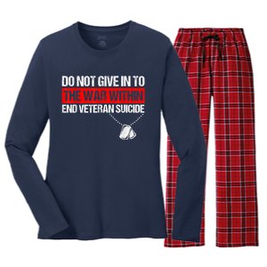 fight against Veteran Suicide Awareness Ptsd Veteran 22 Day Women's Long Sleeve Flannel Pajama Set 