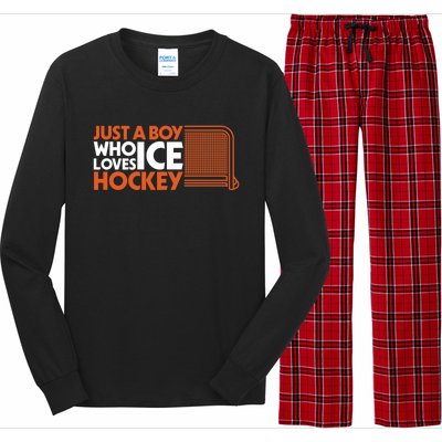 Funny A Who Loves Ice Hockey Great Gift Long Sleeve Pajama Set