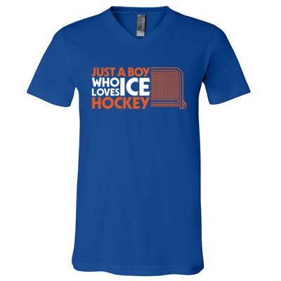 Funny A Who Loves Ice Hockey Great Gift V-Neck T-Shirt