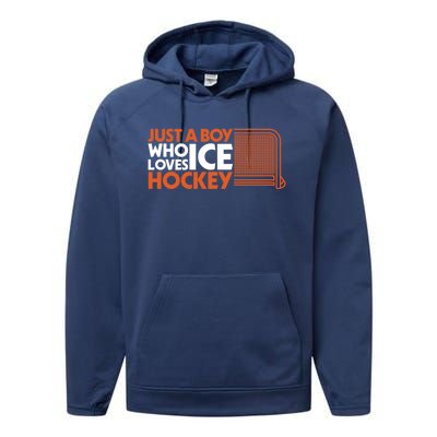 Funny A Who Loves Ice Hockey Great Gift Performance Fleece Hoodie