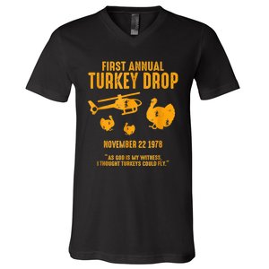 First Annual Wkrp Thanksgiving Day Turkey Drop V-Neck T-Shirt