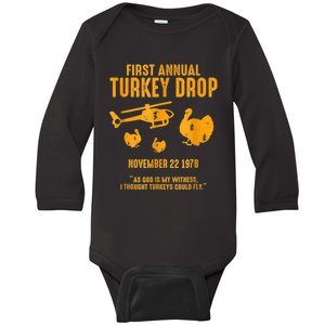 First Annual Wkrp Thanksgiving Day Turkey Drop Baby Long Sleeve Bodysuit