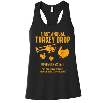 First Annual Wkrp Thanksgiving Day Turkey Drop Women's Racerback Tank