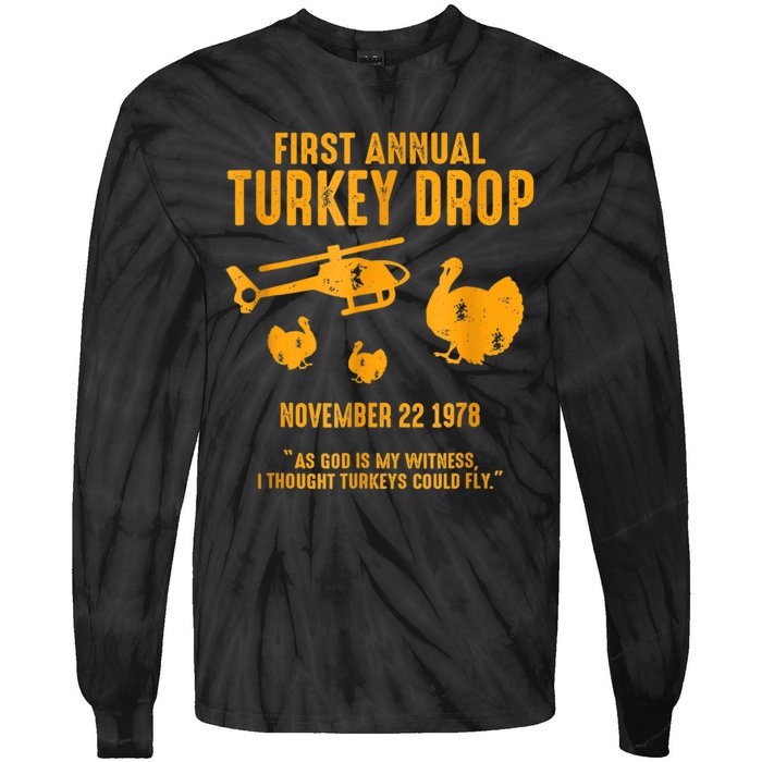 First Annual Wkrp Thanksgiving Day Turkey Drop Tie-Dye Long Sleeve Shirt