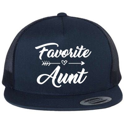 Favorite Aunt With Cute Heart And Arrow Gift Flat Bill Trucker Hat