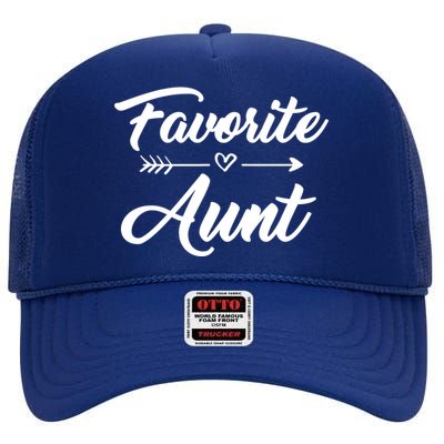 Favorite Aunt With Cute Heart And Arrow Gift High Crown Mesh Back Trucker Hat