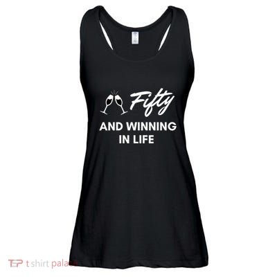 Fifty And Winning In Life Ladies Essential Flowy Tank