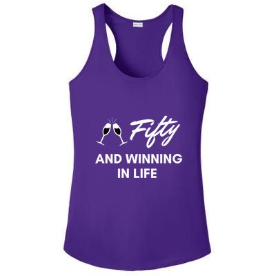 Fifty And Winning In Life Ladies PosiCharge Competitor Racerback Tank