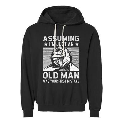 Funny Arm wrestling old man arm wrestler  Garment-Dyed Fleece Hoodie