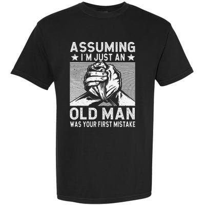 Funny Arm wrestling old man arm wrestler  Garment-Dyed Heavyweight T-Shirt