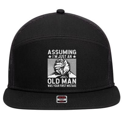 Funny Arm wrestling old man arm wrestler  7 Panel Mesh Trucker Snapback Hat