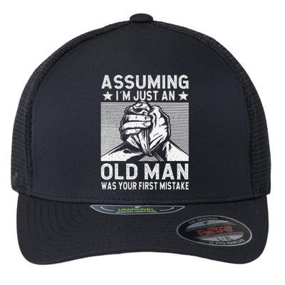 Funny Arm wrestling old man arm wrestler  Flexfit Unipanel Trucker Cap