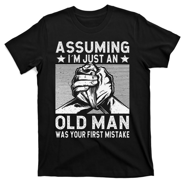 Funny Arm wrestling old man arm wrestler  T-Shirt