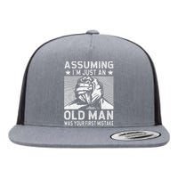 Funny Arm wrestling old man arm wrestler  Flat Bill Trucker Hat