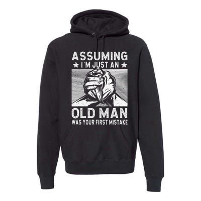 Funny Arm wrestling old man arm wrestler  Premium Hoodie