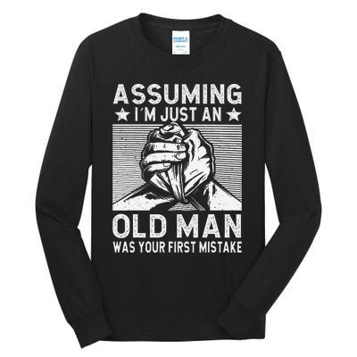 Funny Arm wrestling old man arm wrestler  Tall Long Sleeve T-Shirt