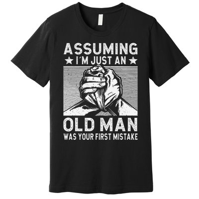 Funny Arm wrestling old man arm wrestler  Premium T-Shirt