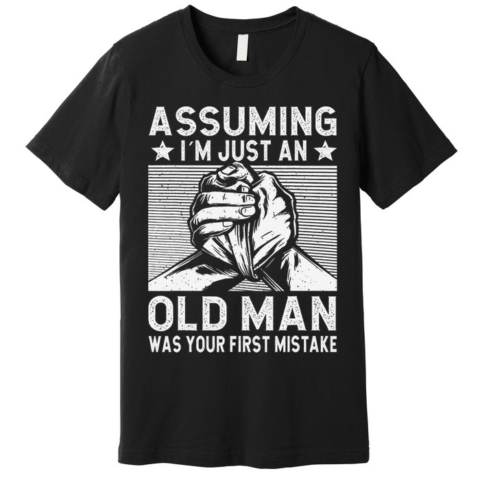 Funny Arm wrestling old man arm wrestler  Premium T-Shirt