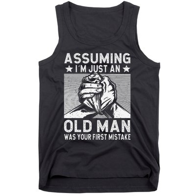 Funny Arm wrestling old man arm wrestler  Tank Top