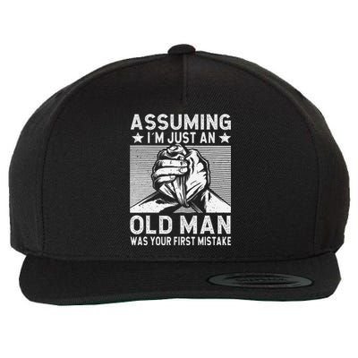 Funny Arm wrestling old man arm wrestler  Wool Snapback Cap