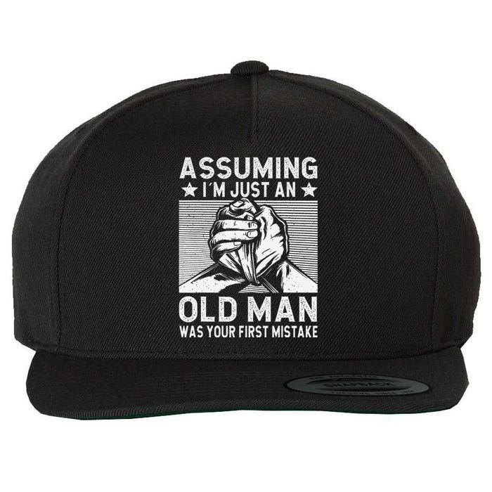 Funny Arm wrestling old man arm wrestler  Wool Snapback Cap