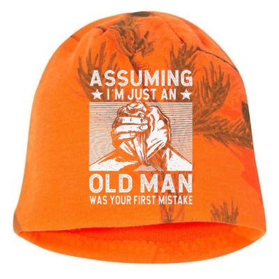 Funny Arm wrestling old man arm wrestler  Kati - Camo Knit Beanie