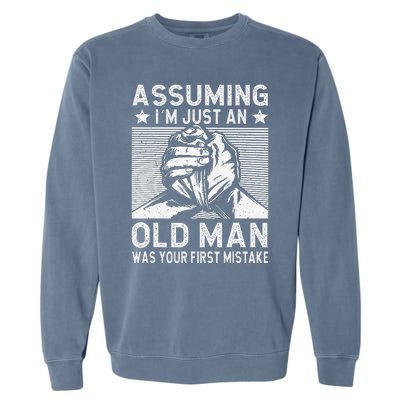 Funny Arm wrestling old man arm wrestler  Garment-Dyed Sweatshirt