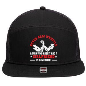 Funny Arm Wrestling Table No Girlfriend Armwrestling Handle  7 Panel Mesh Trucker Snapback Hat