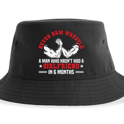 Funny Arm Wrestling Table No Girlfriend Armwrestling Handle  Sustainable Bucket Hat