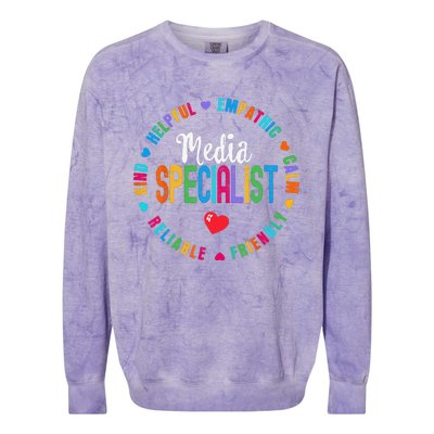 Funny Appreciation Week School Library Media Specialist Colorblast Crewneck Sweatshirt