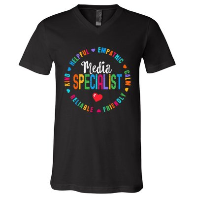 Funny Appreciation Week School Library Media Specialist V-Neck T-Shirt