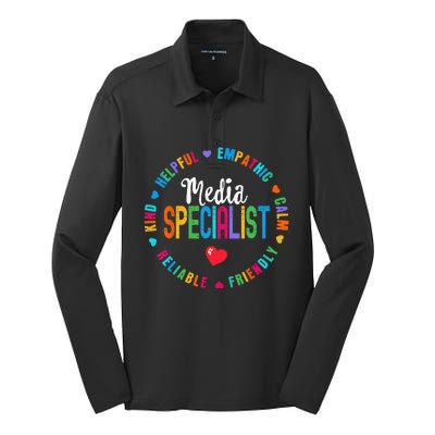 Funny Appreciation Week School Library Media Specialist Silk Touch Performance Long Sleeve Polo