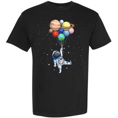 Funny Astronaut With Planets In Hand Garment-Dyed Heavyweight T-Shirt