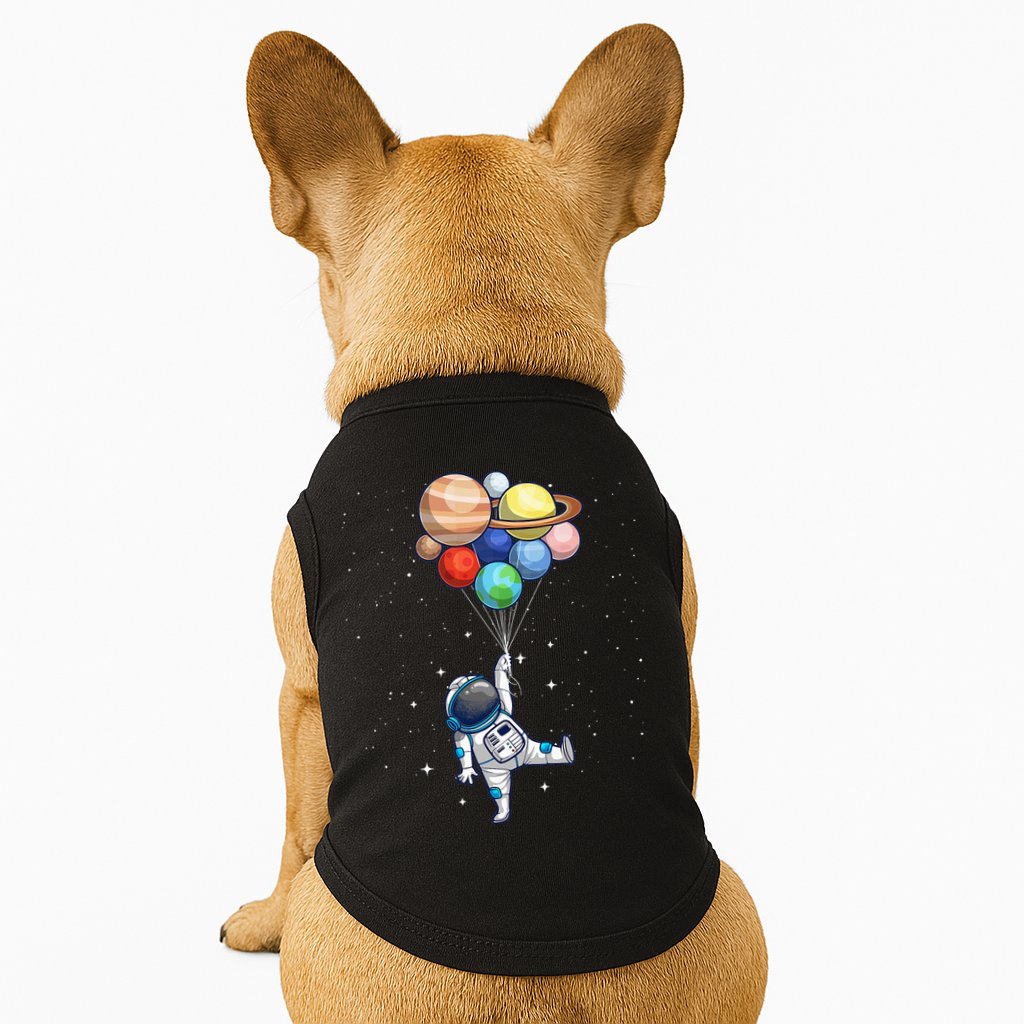 Funny Astronaut With Planets In Hand Doggie Tank