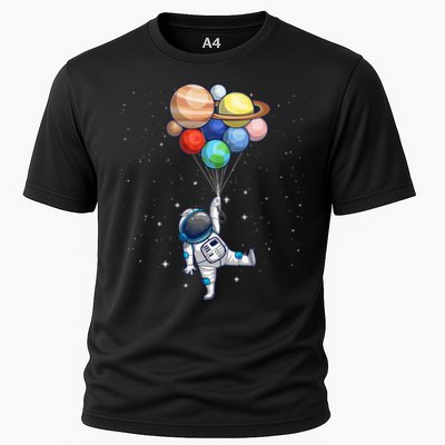 Funny Astronaut With Planets In Hand Performance Shirt