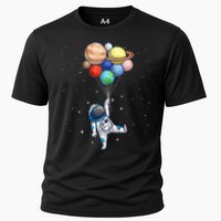 Funny Astronaut With Planets In Hand Performance Shirt