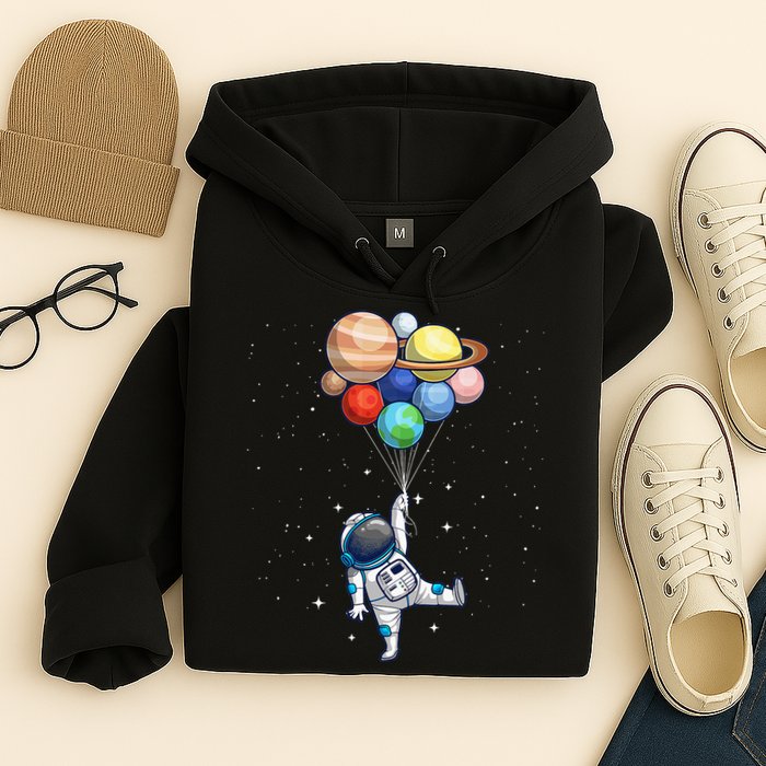 Funny Astronaut With Planets In Hand Hoodie