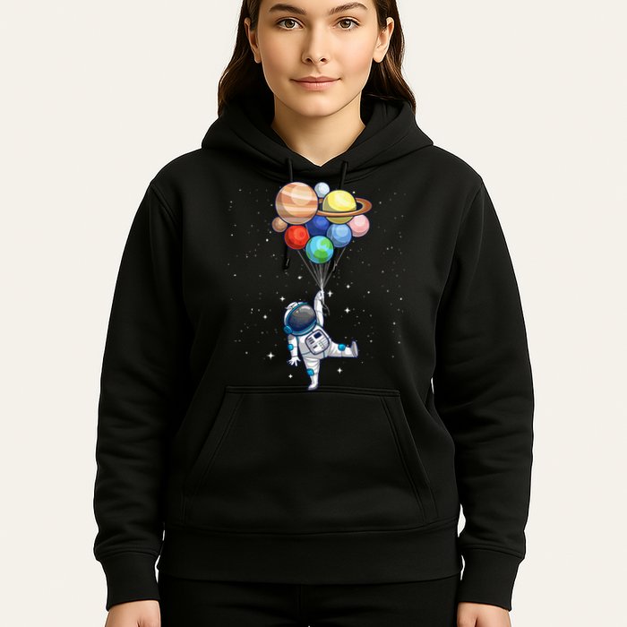 Funny Astronaut With Planets In Hand Hoodie