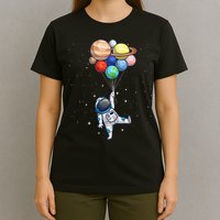 Funny Astronaut With Planets In Hand T-Shirt