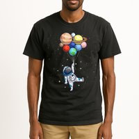 Funny Astronaut With Planets In Hand Tall T-Shirt