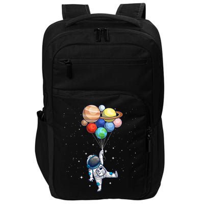 Funny Astronaut With Planets In Hand Impact Tech Backpack