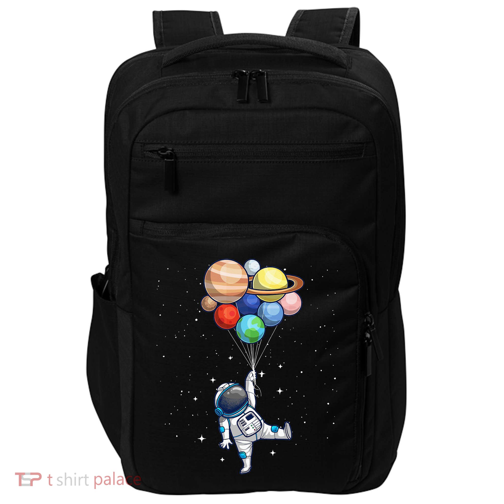 Funny Astronaut With Planets In Hand Impact Tech Backpack