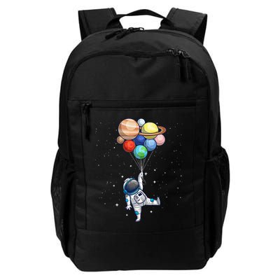 Funny Astronaut With Planets In Hand Backpack