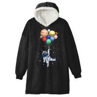 Funny Astronaut With Planets In Hand Hooded Wearable Blanket