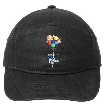 Funny Astronaut With Planets In Hand 7-Panel Snapback Hat
