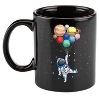 Funny Astronaut With Planets In Hand 11oz C Handle Ceramic Mug