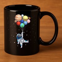 Funny Astronaut With Planets In Hand 11oz C Handle Ceramic Mug