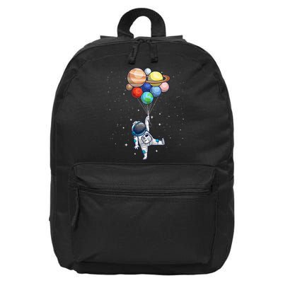 Funny Astronaut With Planets In Hand 16 in Basic Backpack