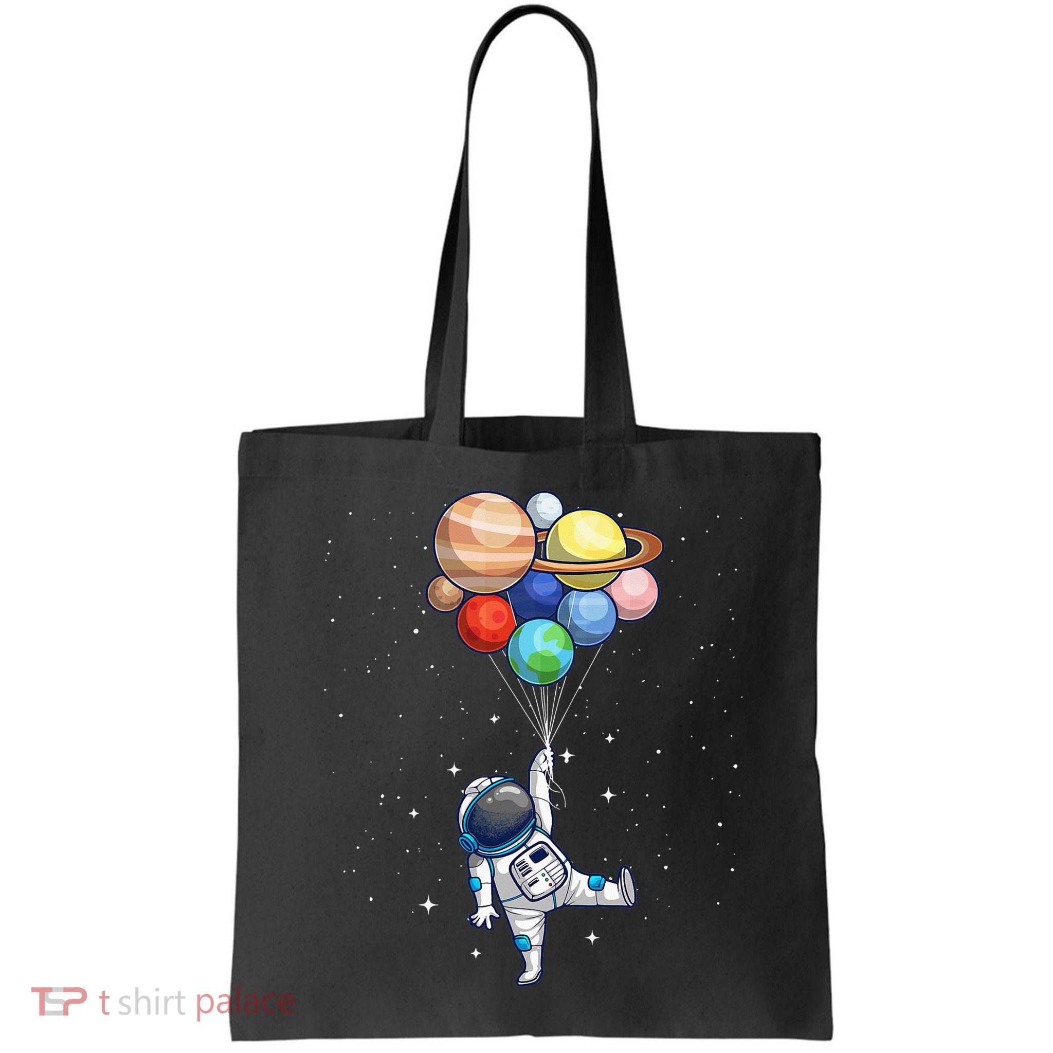 Funny Astronaut With Planets In Hand Bag