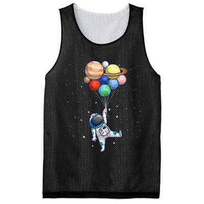 Funny Astronaut With Planets In Hand Mesh Reversible Basketball Jersey Tank
